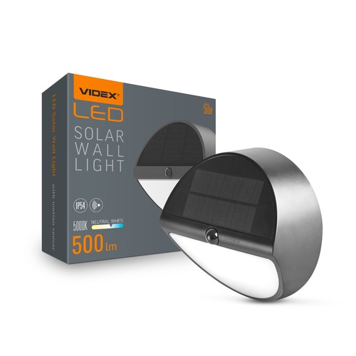 LED solcellsvägglampa - med rörelsesensor, 5000K