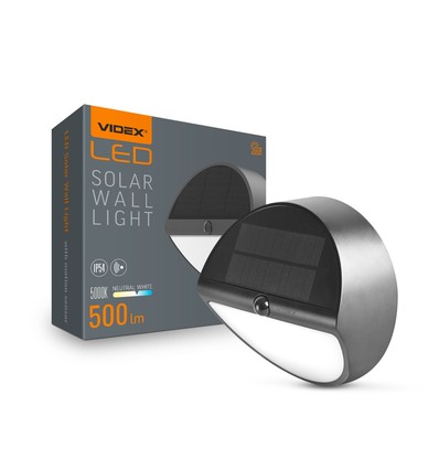 LEDlife 500lm solcellsvägglampa med sensor - IP54, 5000K, svart, 220x220mm, rörelsesensor
