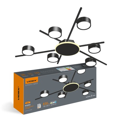 Takspotlampa GX53 - 230V, 830lm, 9W bakljus + max 6x30W