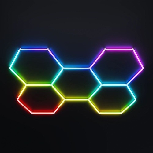 Hexagon RGBIC 5 fält komplett set - 80W. inklusive bluetooth-kontroller och strömförsörjning