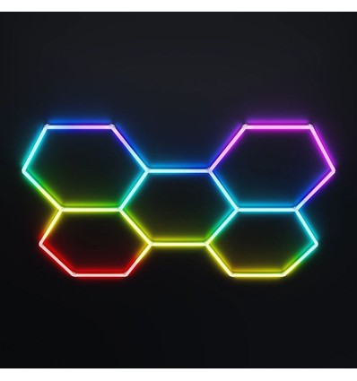 5 st. Hexagon RGBIC komplett set 80W - Inkl. bluetooth-kontroller och strömförsörjning