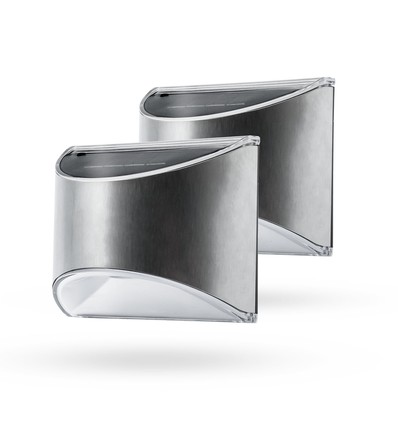 2 st. MIVO Solcell vägglampa LED - Silver, Snygg vägg-effekt, utomhus