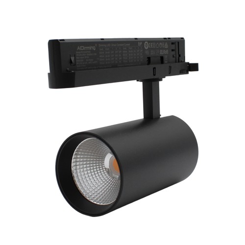 29W 3-fas dimbar RA90 skenspotlight - 140 lm/W, 38 grader, svart
