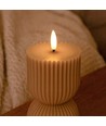 LED Timglas ljus 13,5cm hög, flameffekt, brun - Ø7,5cm, 13.5cm hög, fungerar m. fjärrkontroll, timer, äkta stearin