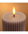 LED Timglas ljus 23 cm hög, flameffekt, grå - Ø7,5 cm, 23 cm hög, fungerar m. fjärrkontroll, timer, äkta stearin