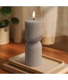 LED Timglas ljus 23 cm hög, flameffekt, grå - Ø7,5 cm, 23 cm hög, fungerar m. fjärrkontroll, timer, äkta stearin