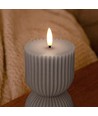 LED Timglas ljus 13,5 cm hög, flameffekt, grå - Ø7,5 cm, 13,5 cm hög, fungerar med fjärrkontroll, timer, äkta stearin
