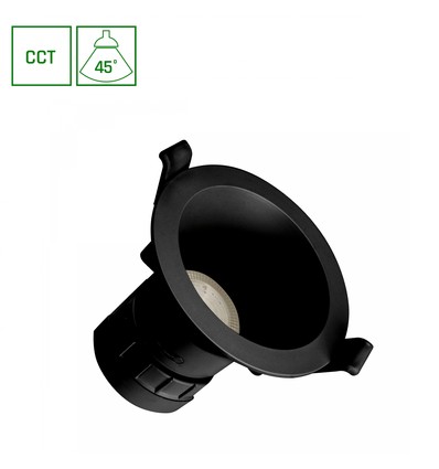Fiale Core Downlight 7W - Komplett, CCT, 230V, 45°, IP20, UGR19, Ø90x85mm, svart, rund