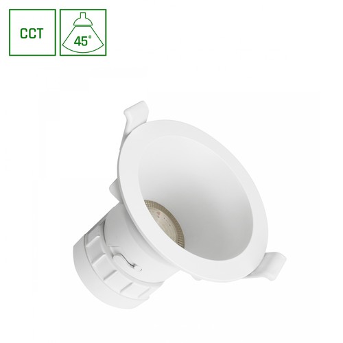 Fiale Core downlight 7W - komplett, CCT, 230V, 45°, IP20, UGR19, Ø90x85mm, vit, rund