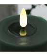 LED Blockljus 10cm hög, smält-look, flameffekt - Ø7,5cm, 10cm hög, fungerar med fjärrkontroll, äkta stearin, Djup grön