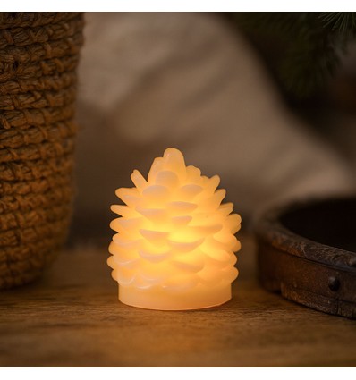 LED kotte ljus, blinkande flameffekt, vit - tänd och släck, höjd 8cm, Ø6cm