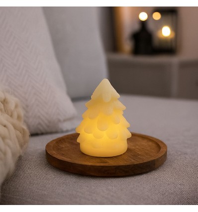 LED Julgran ljus, blinkande flameffekt, vit - Höjd 9cm, Ø6,5cm, äkta stearin