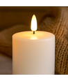 LED Blockljus 17,5 cm hög, smält-look, flameffekt - Ø7,5 cm, 17,5 cm hög, fungerar m. fjärrkontroll, timer, äkta stearin
