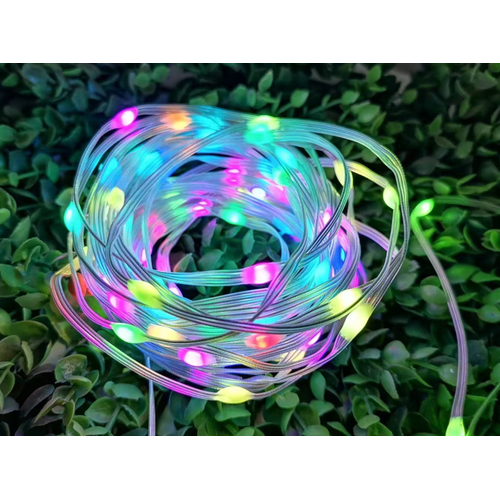 10 m RGBIC LED ljusslinga - 100 LED, klar kabel, fjärrkontroll + Bluetooth, 5V USB