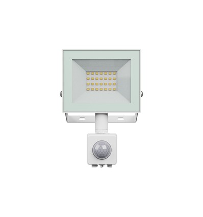 20W strålkastare med sensor - Vit, IP44, PIR-sensor, 230V, Spectrum