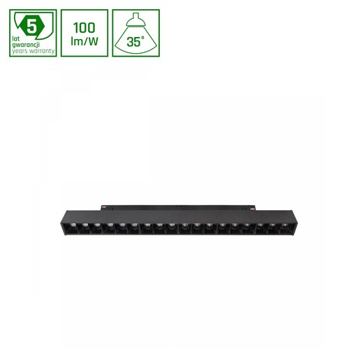 303x23x42mm Shift skenarmatur 17W - Grid M, 35°, svart, 2 kretsar