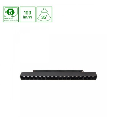 303x23x42mm Shift skenarmatur 17W - Grid M, 35°, svart, 2 kretsar