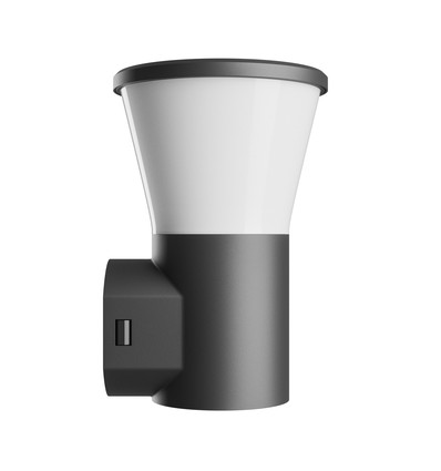 Stella vägglampa 6W GU10 - rund, CCT, 230V, 270°, IP44, IK08, 155x160x230mm, svart, rund fasadarmatur