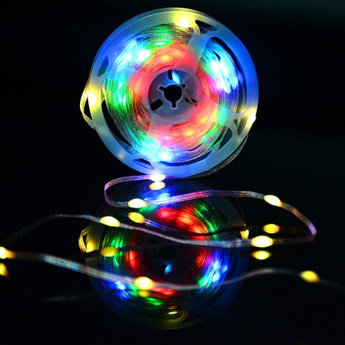 5 m. RGBIC LED ljusslinga - 50 LED, klar sladd, fjärrkontroll + bluetooth, 230V