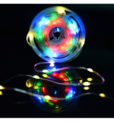 5 m RGBIC LED ljusslinga - 50 LED, klar kabel, fjärrkontroll + bluetooth, 5V USB