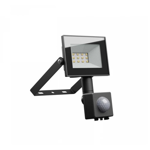 Noctis Lux strålkastare 10W - Varm vit, 230V, IP44, 94x150x53mm, svart, PIR-sensor