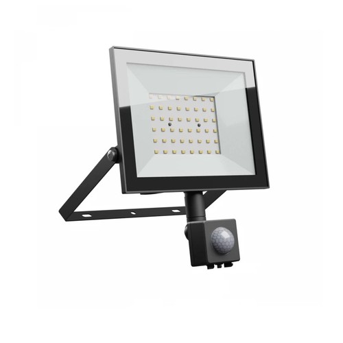 50W strålkastare med sensor - Svart, IP44, PIR-sensor, 230V, Spectrum