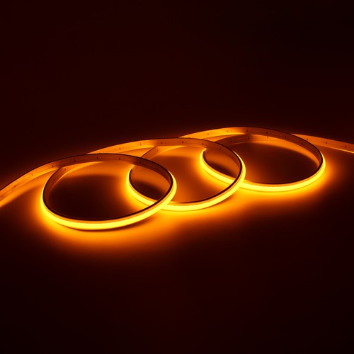 5m 9W/m Gul Dot-free COB-LED strip - 24V DC, IP67, 240 LED/m, 5 års garanti
