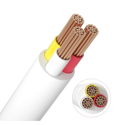 12-24V CCT kabel, vit rund - 3 x 0,5 mm², löpmeter, min. 5 meter