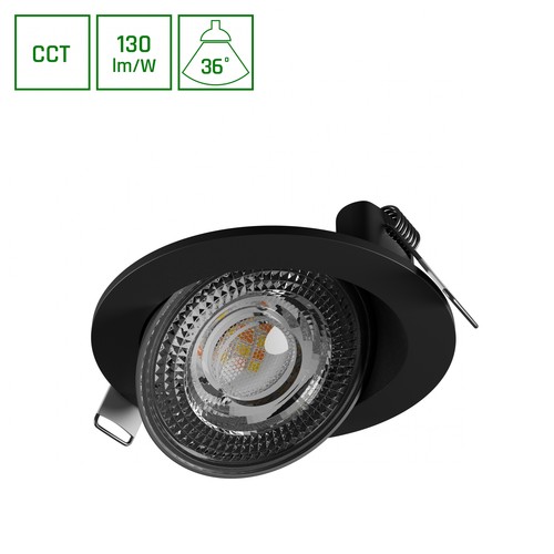 Ø105x35 mm Mobilo taklampa 6,5W - LED, CCT, 230V, 36°, IP20, svart, rund