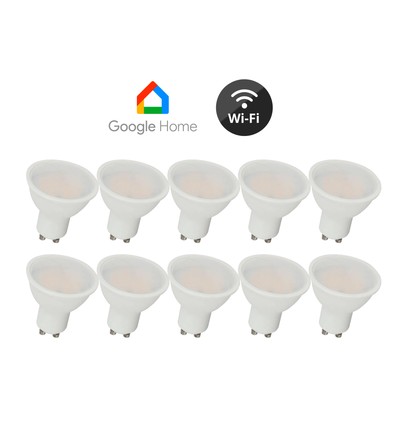 10-pack GU10 5W Wifi LED-lampa - Spot, Tuya/Smart Life, fungerar med Google Home