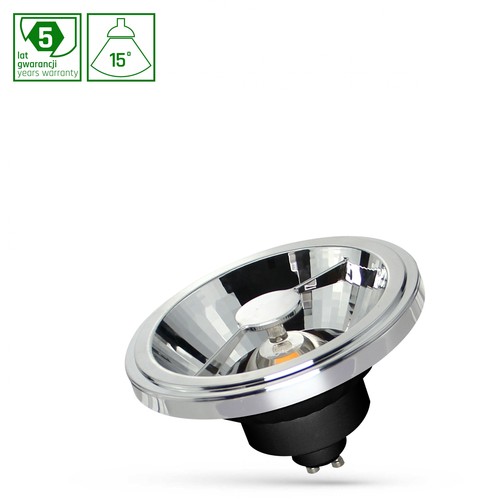 Ar111 LED 12W GU10 - 230V, cob, 15°, neutralvit, svart, Spectrum