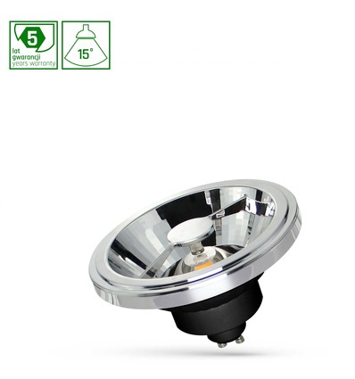 Ar111 LED 12W GU10 - 230V, cob, 15°, neutralvit, svart, Spectrum