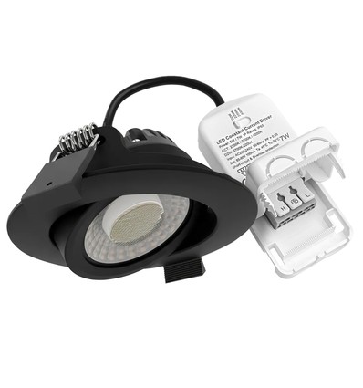 7W Ø8,3cm DimToWarm+CCT infälld spotlight dimbar RA96 - Hål: Ø6,8 cm, Mått: Ø8,3 cm, Svart, vit kant