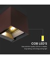 9W LED Solcellsvägglampa - IP65, CCT, 3 ljusfärger, PIR-sensor, corten hölje
