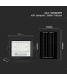 VT-54W LED projektor 50W - med solpanel, CCT:7in1, svart hus, batteriindikator, IP65