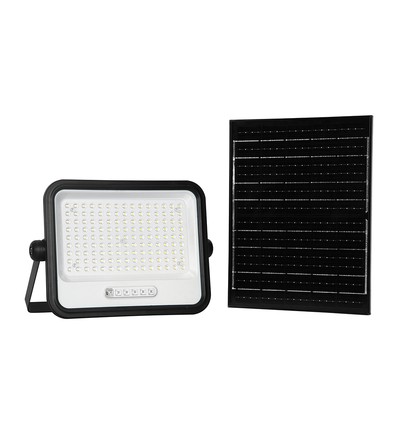 Vt-304w LED projektor 300W - med solpanel, CCT:7in1, svart hus, med batteriindikator, IP65