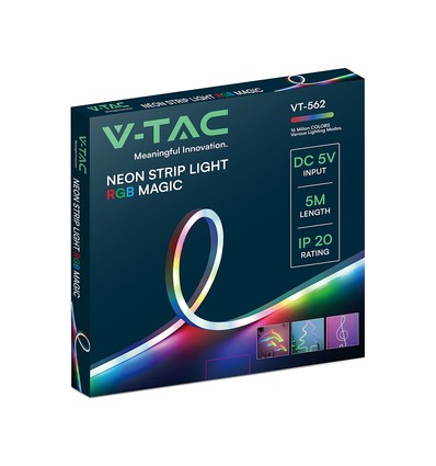 5m VT-562 neonljuslist - med kontroll, Magic RGB, set, DC 5V, pris/set