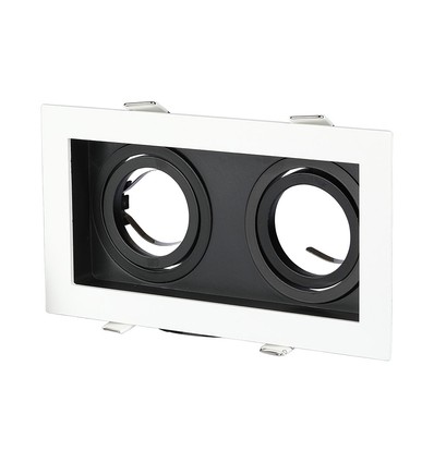 Vt-886 lamphållare GU10 - 2x, fyrkantig, vit och svart