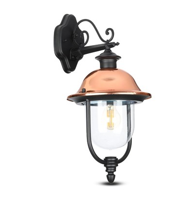 Vt-852 vägglampa E27 - med klart täckglas, nedåtriktad