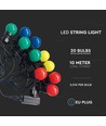 10M VT-71020 LED ljusslinga 0,5W - 20 lampor, EU-kontakt RGBY, 24V