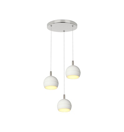 120x150 mm VT-89023 taklampa 3x10W - LED, dekorativ, 3000K, borstad nickel + vit