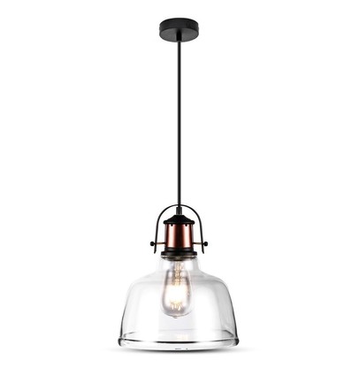Vt-7220 pendellampa E27 - genomskinlig, svart takrosett