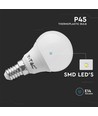 P45 VT-2156 LED-lampa 4,5W E14 - plast, 6500K, 3 st/förpackning