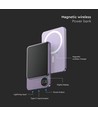 9 mm ultratunn powerbank - 5000 mAh, MagSafe, aluminiumlegering, magnetisk, trådlös snabbladdning, lila