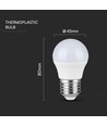G45 VT-2176 plastlampa 4,5W E27 - 6500K, 3 st./förpackning