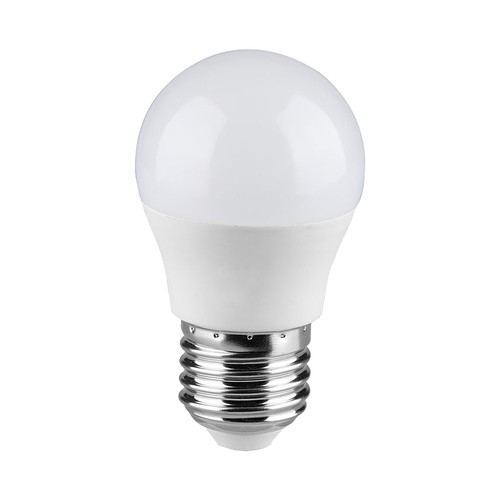 E27 6,5W LED klotlampa - G45, Samsung LED chip, 4000K, 600lm, vit plast