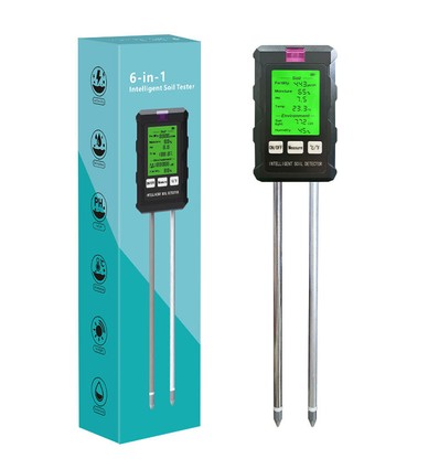 6 i 1 mätare - Mätning av pH, fukt, temperatur, ljus, näring och luftfuktighet