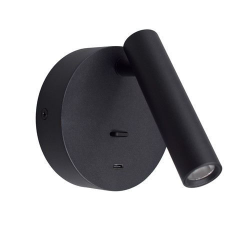 LEDlife svart läslampa - 2,5W, RA90, för väggmontering