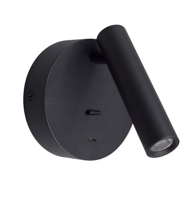 LEDlife svart läslampa - 2,5W, RA90, för väggmontering