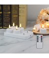 6-pack vita LED-värmeljus inkl. laddningsbas - Inkl. fjärrkontroll, timer
